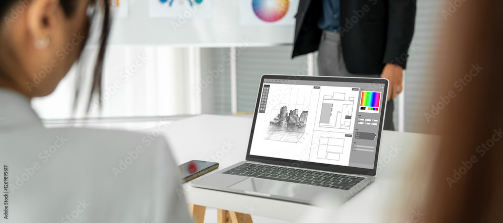 Poster architectural design modish software application for architect business and professional designer