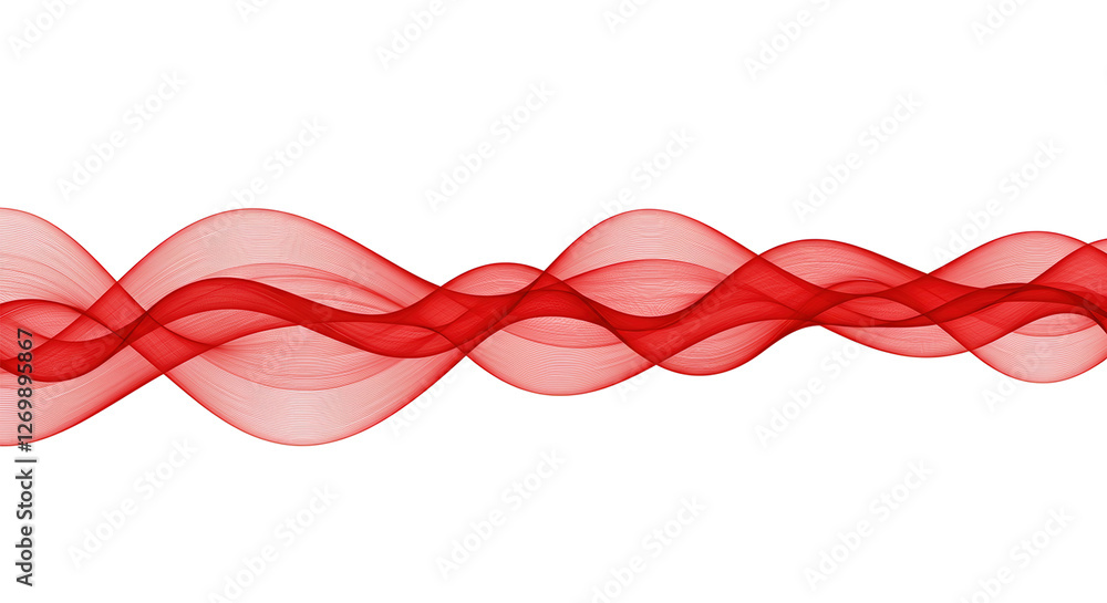 Poster abstract red waves - data stream concept. red white presentation background vector illustration