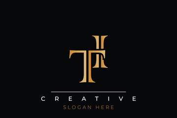 Sophisticated gold TI monogram logo on a sleek black background, ideal for branding, creative design, and luxurious themes.