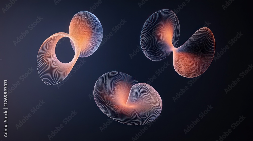 Poster abstract geometric shapes with lines and gradient colors on dark background