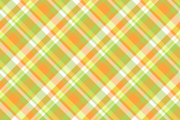 Realistic textile plaid texture, lovely fabric check vector. Nyc tartan pattern seamless background in yellow and lime colors.