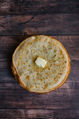 Russian pancakes with butter and honey. Pancakes for russian holiday Maslenitsa