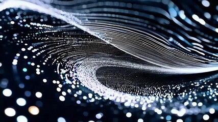 video in 4k animation black white flowing patterns converging swirling designs evoke infinite space depth
