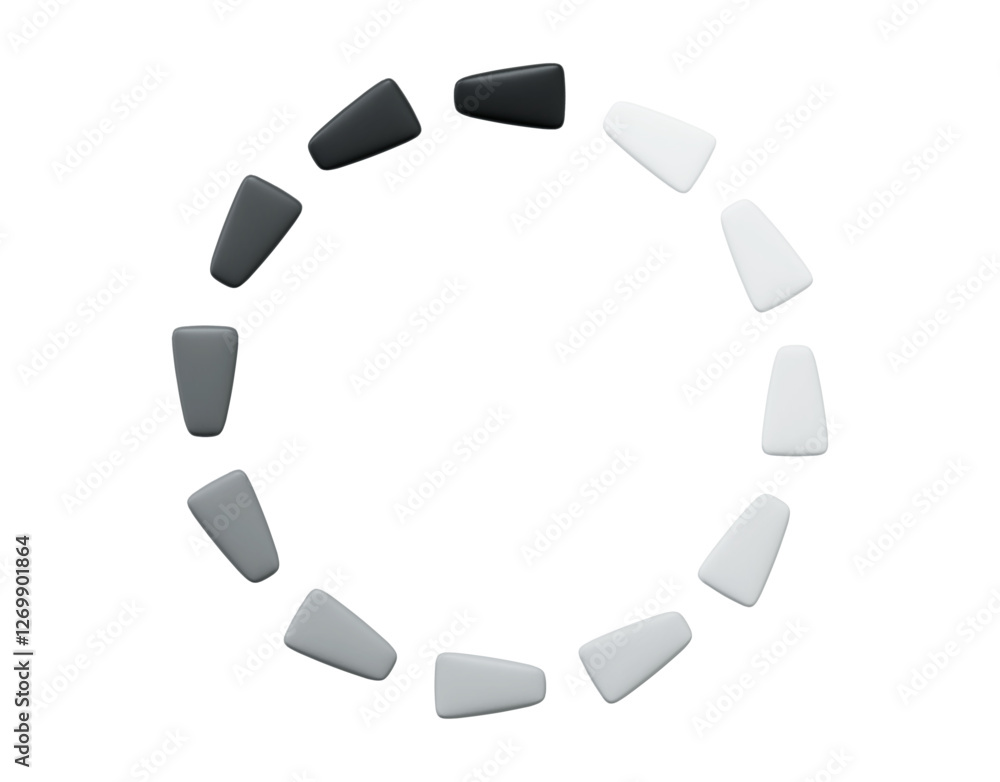 Poster 3d loading sign or waiting symbol in the form of a circle with trapezoid. black and white colors. st
