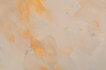 Obraz premium Art Oil, Acrylic brush stroke smear blot painting wall. Abstract texture gold, beige, white pastel color stain neutral background.