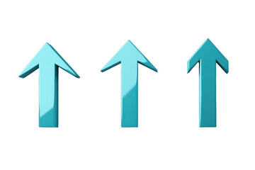 Turquoise arrows point up on a white background, symbolizing growth and progress isolated on transparent background