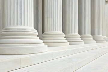 The row of classical columns with steps 
