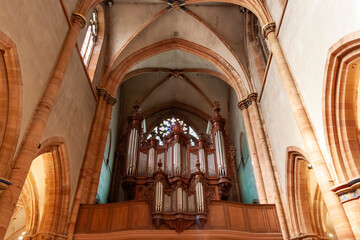 Interior of the Collégiale Saint-Martin (St. Martin Collegiate Church) in Colmar, France
