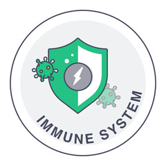 Immune System Protection Icon with Editable Stroke and Colors