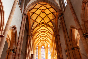 Interior of the Collégiale Saint-Martin (St. Martin Collegiate Church) in Colmar, France