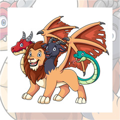 Cartoon chimera character design on white background