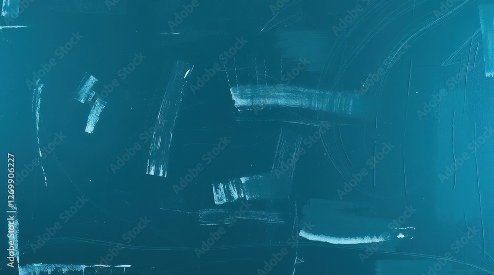 Poster abstract teal backdrop featuring white brushstrokes and subtle texture creating a dynamic, artistic 