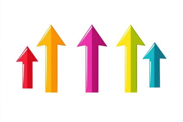 Colorful upward arrows symbolize growth and progress in dynamic design during a creative workshop isolated on transparent background