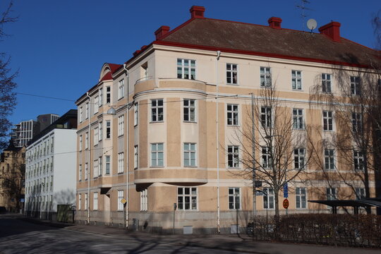 Sweden. Houses and streets in the city of Link&ouml;ping. &Ouml;sterg&ouml;tland province.
