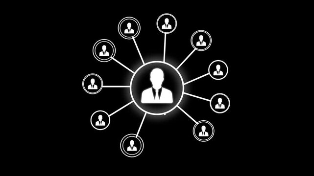 Network system, network connections with people icons and man icon animation. Animation of network connections. futuristic digital network technology concept animation. - Powered by Adobe