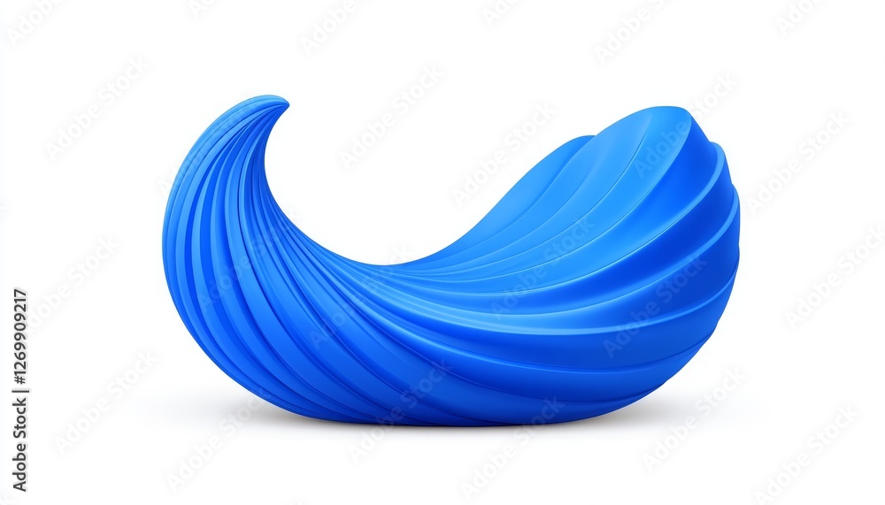 Aufkleber blue gradient swirl, abstract dynamic shape on white background, isolated 3d rendering