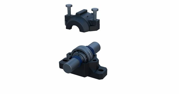 Industrial Split Pillow Bearing Animation; Bearing  Disassembling and Assembling animation; Rolling Bearing Mounting and Dismounting animation 