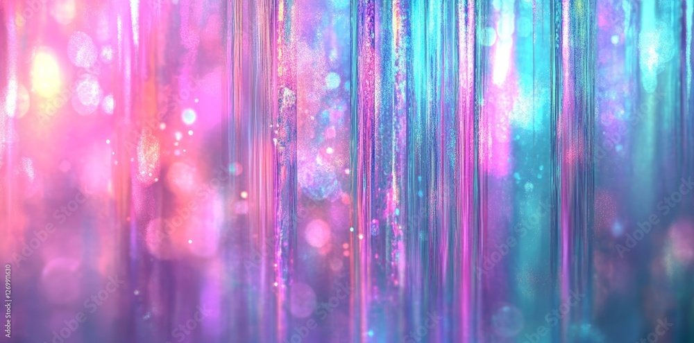 Poster a modern abstract 3d rendering featuring a seamless trendy iridescent rainbow corrugated ribbed glas