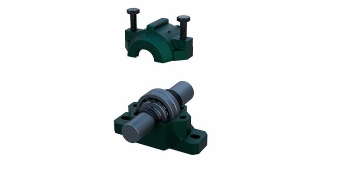 Industrial Split Pillow Bearing Animation; Bearing  Disassembling and Assembling animation; Rolling Bearing Mounting and Dismounting animation 