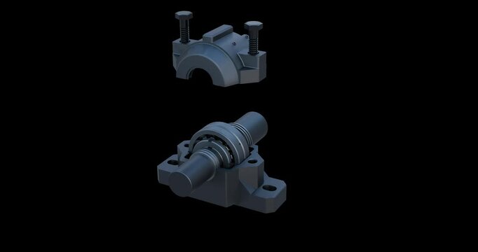 Industrial Split Pillow Bearing Animation; Bearing  Disassembling and Assembling animation; Rolling Bearing Mounting and Dismounting animation 