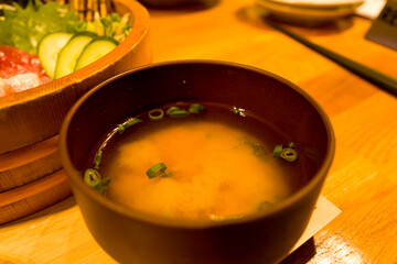 Japanese meal at Nachikatsuura in Asia, Japan, Kansai, Nachikatsuura, in summer, on a sunny day.