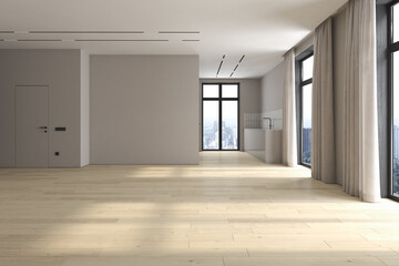 Modern style conceptual interior empty room 3d illustration