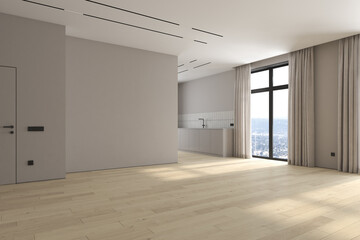 Modern style conceptual interior empty room 3d illustration