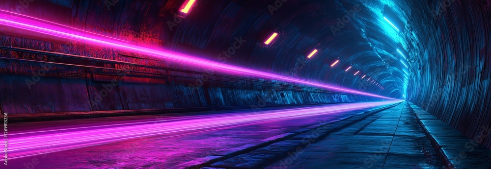 Poster the concept of panoramic high speed technology is represented by a light abstract background with hi