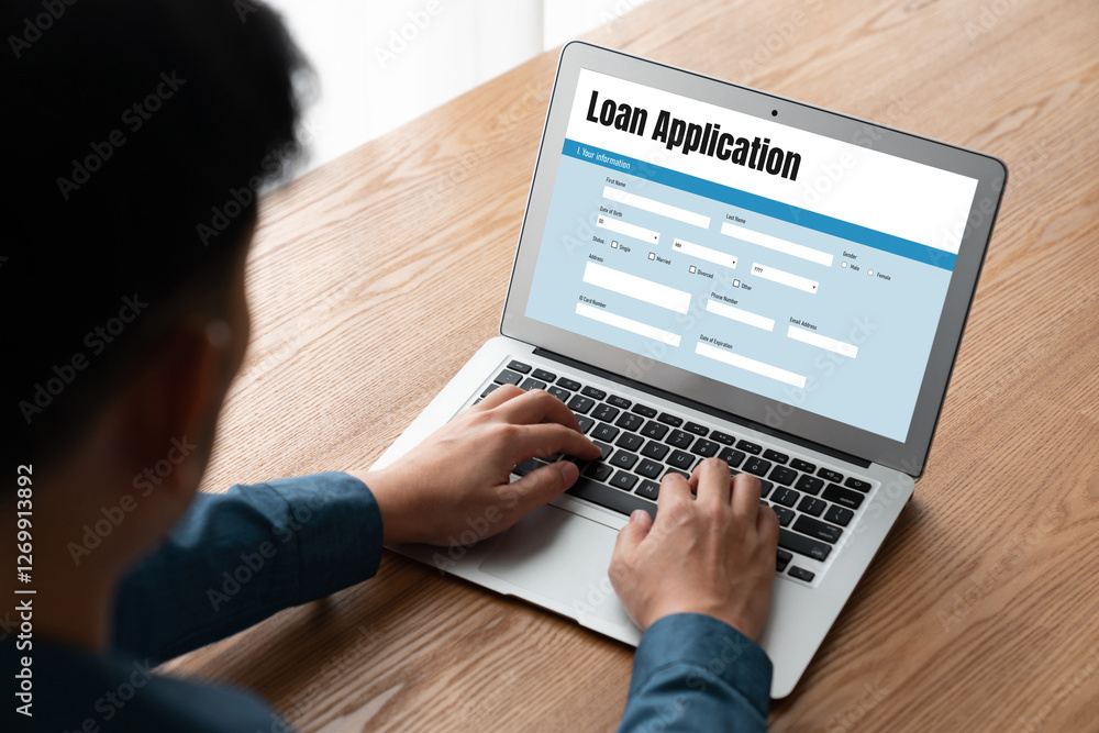 Poster online loan application form for modish digital information collection on the internet network