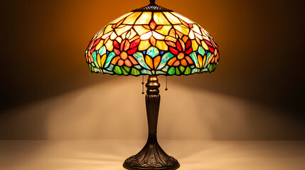 Vintage tiffany style stained glass table lamp. Electric Stained Glass. Illustration