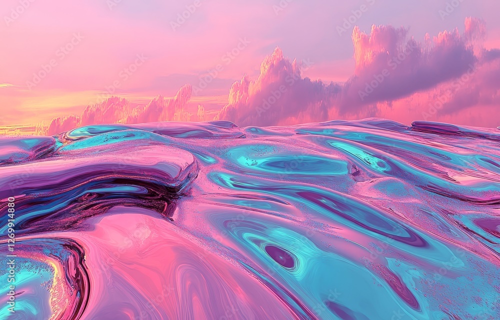 Poster a pastel pink abstract background with a blurred holographic texture and grainy gradient is combined
