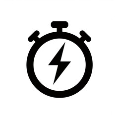 Fototapeta premium Monochrome fast charging symbol featuring stopwatch and lightning bolt