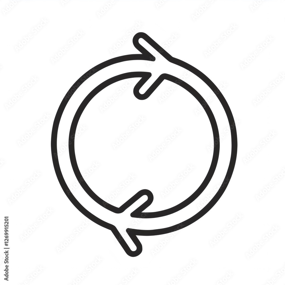 Poster rotating circular double arrow indicating cyclical movement, synchronization, or system refresh