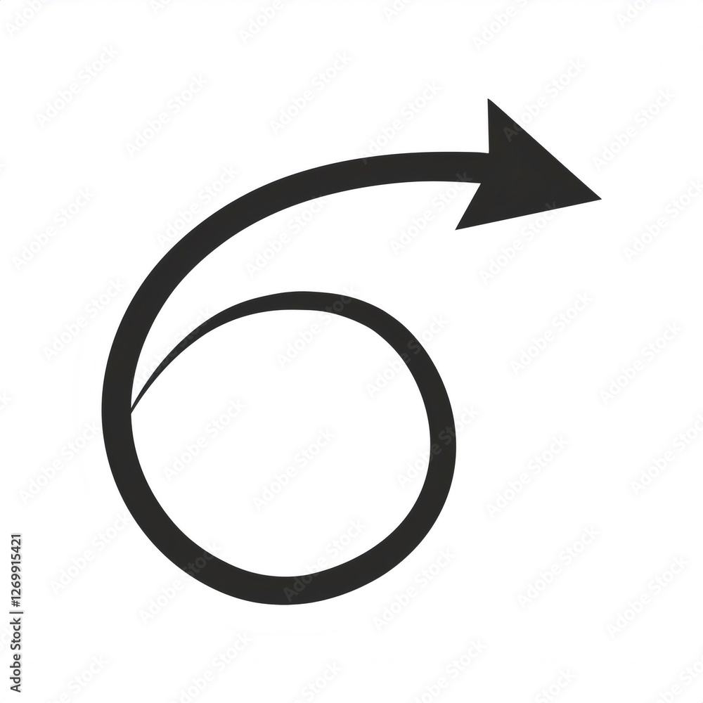 Poster circular arrow vector graphic looping seamlessly, representing cyclical process, continuity, and ret