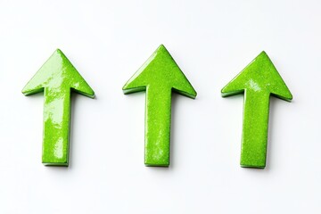 Bold green arrows point upward, symbolizing growth and progress against a clean white backdrop isolated on transparent background