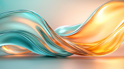 Abstract fluid light design with glowing yellow-orange and soft green light trails. Suitable for artistic digital artwork and background wallpaper.
