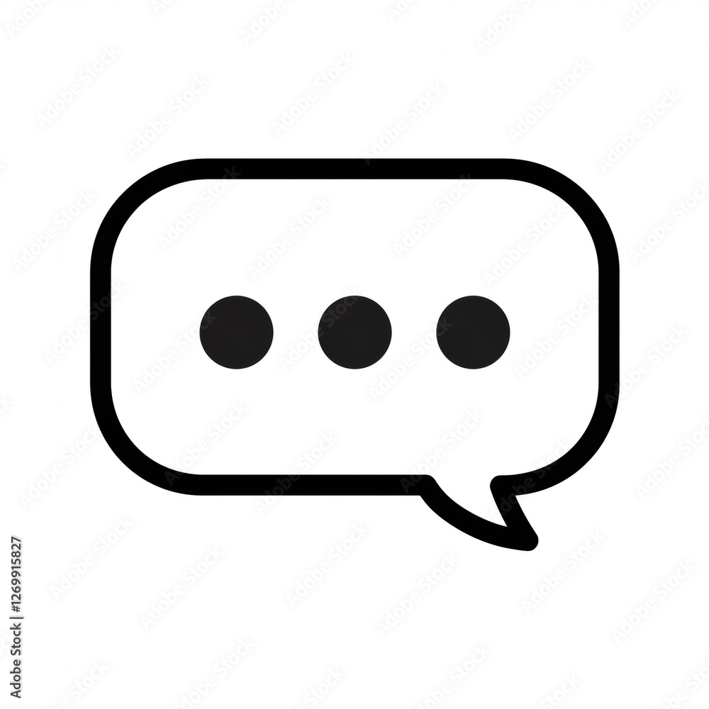 Poster simple black and white speech bubble icon representing communication and messaging