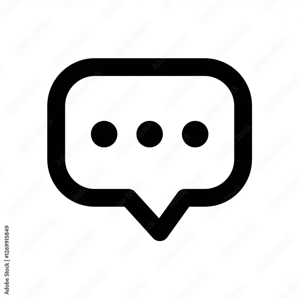 Poster minimalist monochrome speech bubble representing digital communication and messaging interface