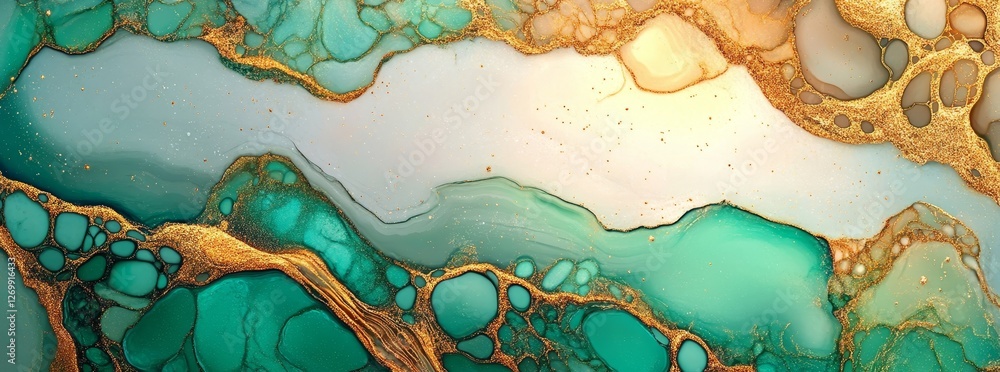 Poster the design consists of a fluid art texture banner and an abstract backdrop with a mixing paint effec