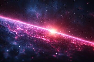 Vibrant neon laser beams in blue and purple colors on a dark background, a futuristic digital art vector illustration. Neon glow effect for an energetic concept banner or party