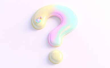 A cartoon question mark represents a faq problem solution symbol and chat symbol in a 3d rendering