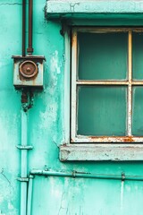 Naklejka premium The remnants of the demolished industrial structure featuring internal communication systems