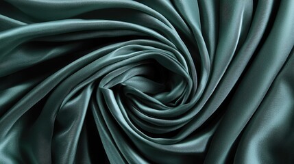 Fototapeta premium Teal silk fabric draped in swirls