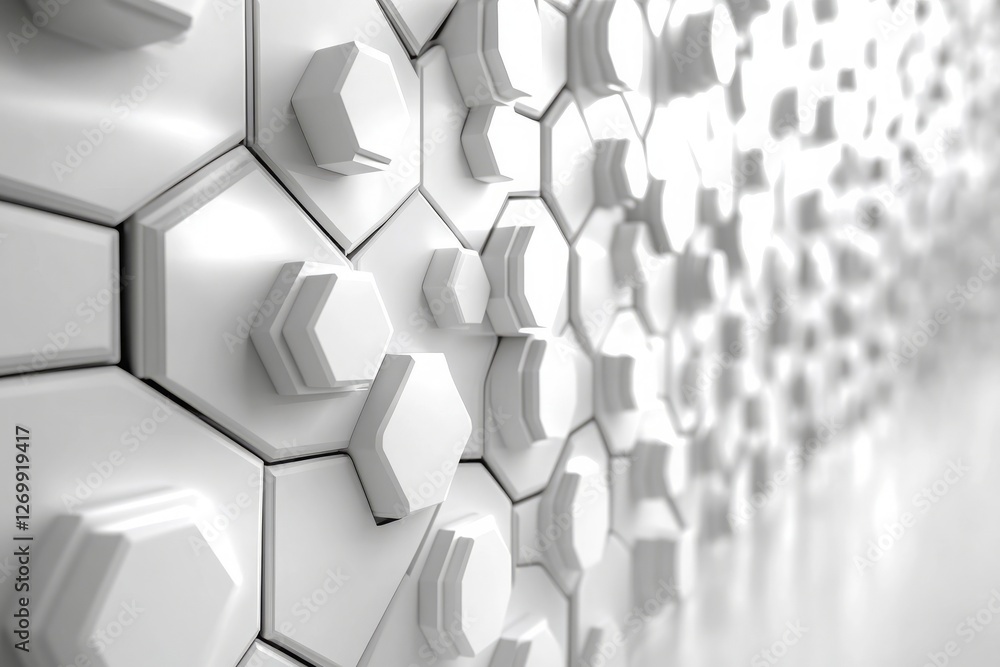 Poster abstract white background with a hexagonal pattern for a technology concept vector presentation desi