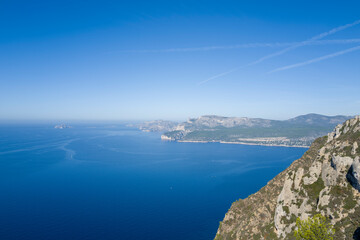 The coves in Cassis in Europe, France, Provence Alpes Cote d Azur, Bouches du Rhone, Cassis, in...