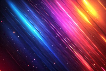 Obraz premium Vibrant neon laser beams in blue and purple colors on a dark background, a futuristic digital art vector illustration. Neon glow effect for an energetic concept banner or party