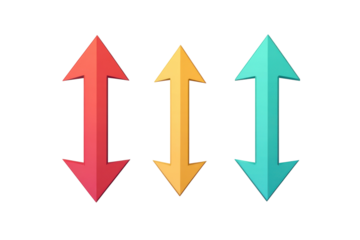 Colorful arrows indicating movement and direction in a modern abstract design isolated on transparent background