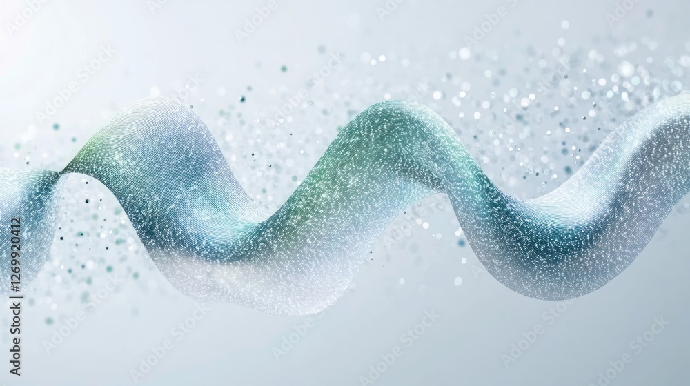 Poster elegant abstract wave design with particle effect on soft gradient background