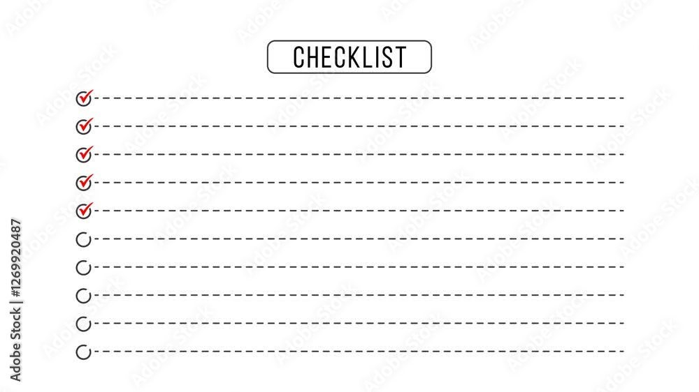 Poster to do checklists animation. red check list document, paper check list and to do list with checkboxes