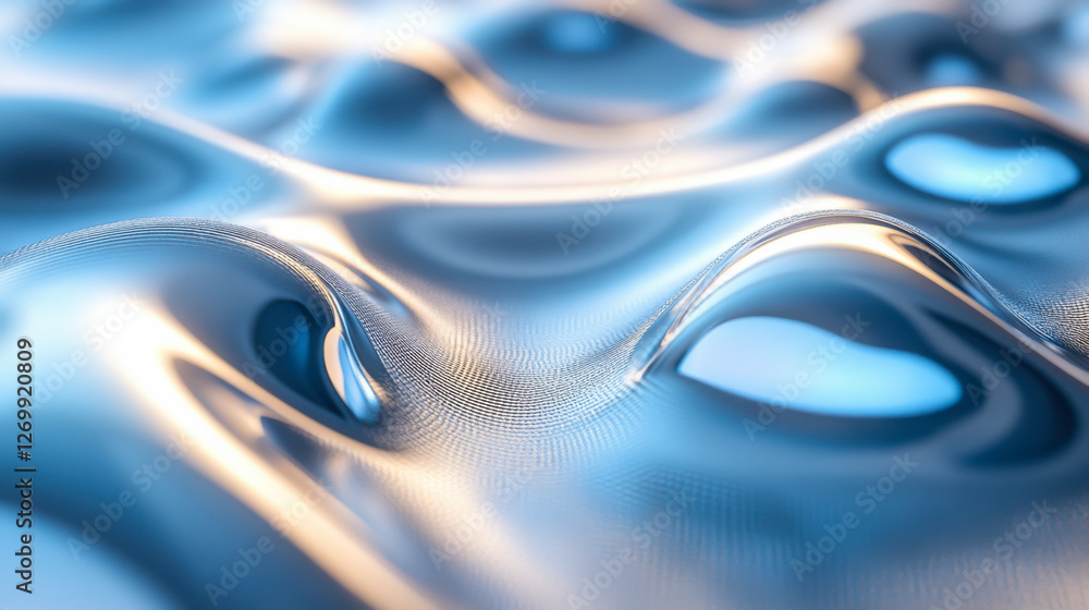 Poster flowing waves of vibrant blue liquid create mesmerizing patterns under soft light